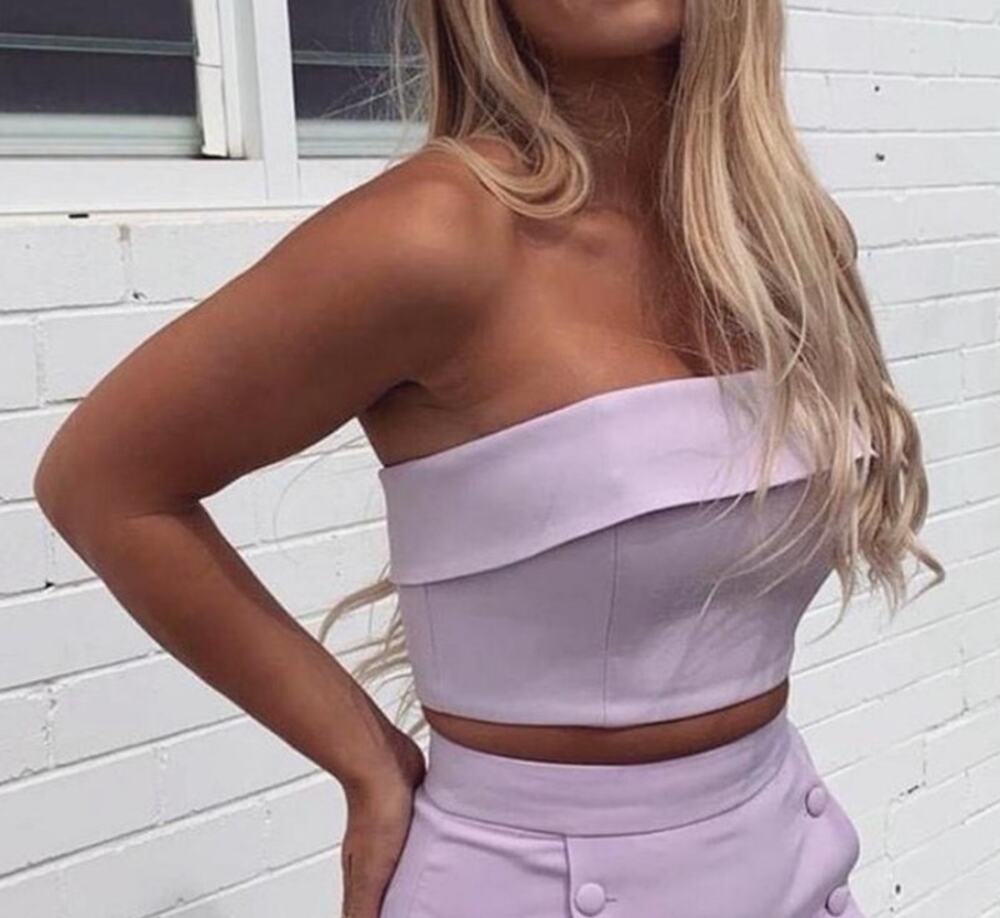 Meshki Astoria Strapless Crop Top in Lilac - S